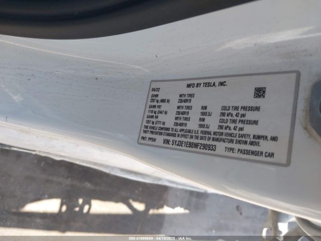 2022 TESLA MODEL 3 5YJ3E1EB8NF290933 Photo 8