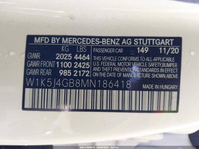 W1K5J4GB8MN186418 Mercedes-Benz CLA 250