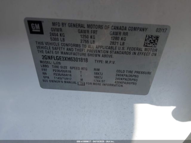 2GNFLGE3XH6301818 Chevrolet Equinox Premier