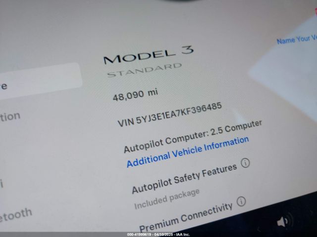 5YJ3E1EA7KF396485 Tesla Model 3 Long Range/mid Range/standard Range/standard Range Plus