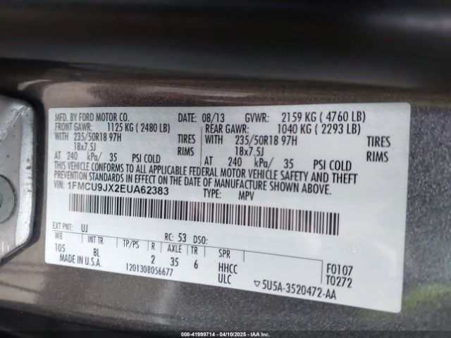 1FMCU9JX2EUA62383 Ford Escape Titanium