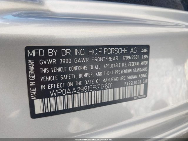 2005 PORSCHE 911 WP0AA29915S717601 Photo 8