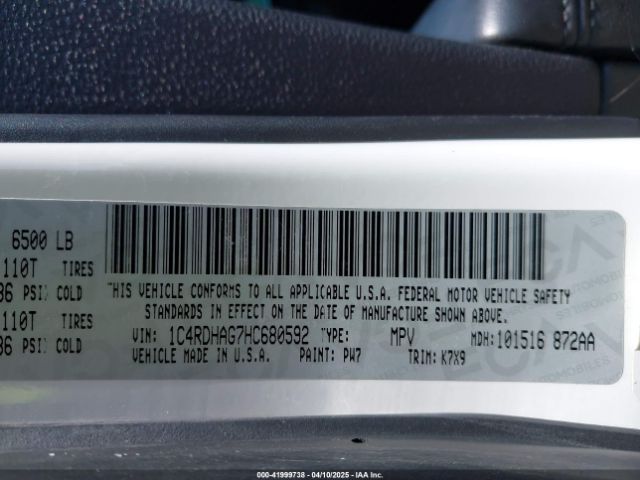 1C4RDHAG7HC680592 Dodge Durango Sxt Rwd