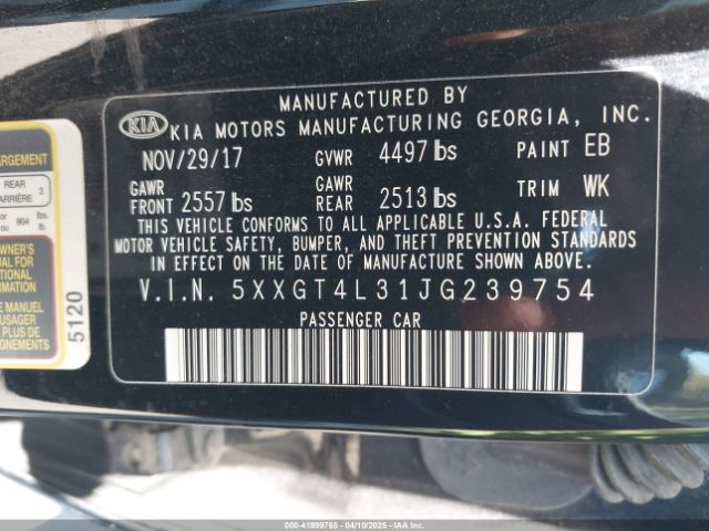 5XXGT4L31JG239754 KIA Optima Lx