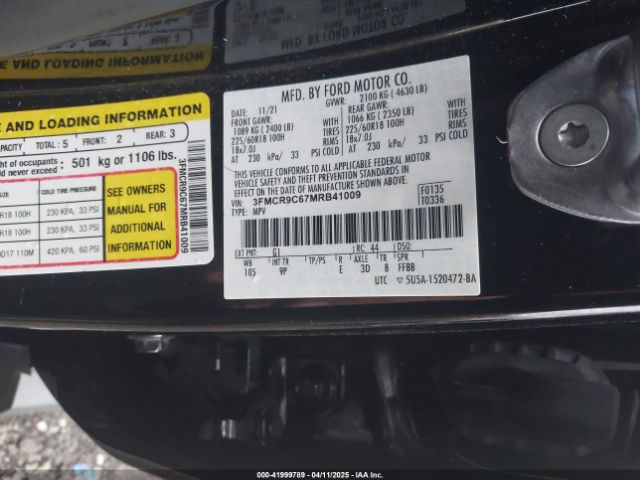 3FMCR9C67MRB41009 Ford Bronco Sport Outer Banks