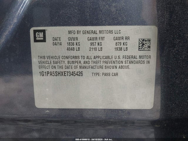 1G1PA5SHXE7345426 Chevrolet Cruze Ls Auto