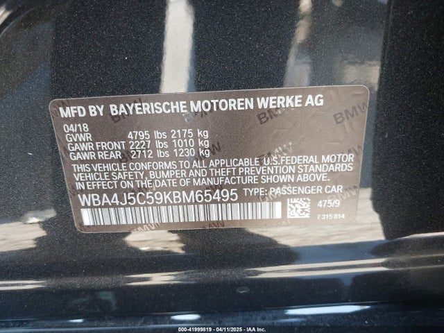 WBA4J5C59KBM65495 BMW 2019