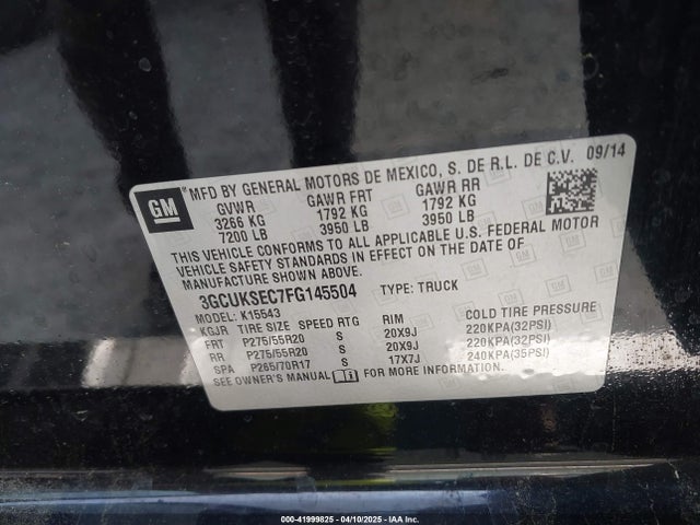 3GCUKSEC7FG145504 Chevrolet Silverado 1500 2lz