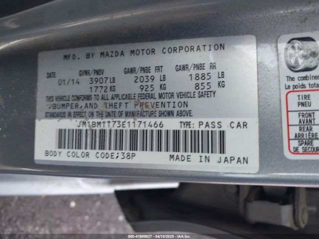 JM1BM1T73E1171466 Mazda Mazda3 I Sv