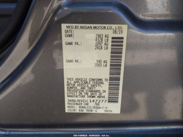 1N4BL4EV2LC147277 Nissan Altima Sl Fwd