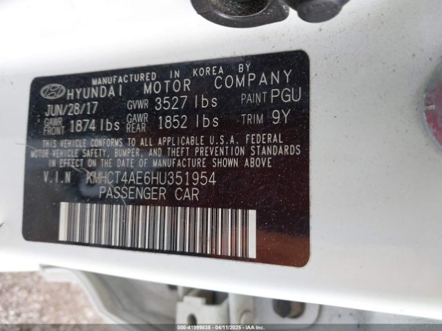 KMHCT4AE6HU351954 Hyundai Accent Value Edition