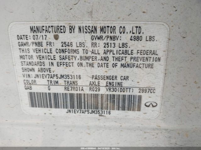 JN1EV7AP5JM353116 Infiniti Q50 3.0t Luxe