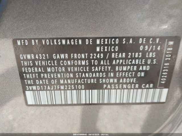 3VWD17AJ7FM225100 Volkswagen Jetta 1.8t Se