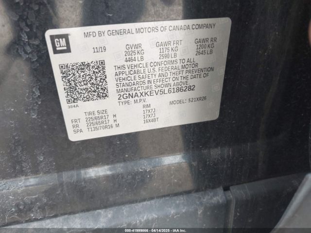 2GNAXKEV5L6186282 Chevrolet Equinox Fwd Lt 1.5l Turbo