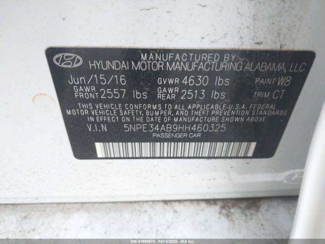 5NPE34AB9HH460325 Hyundai Sonata Limited 2.0t