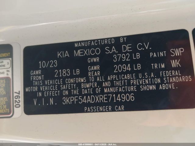 3KPF54ADXRE714906 KIA Forte Gt-line