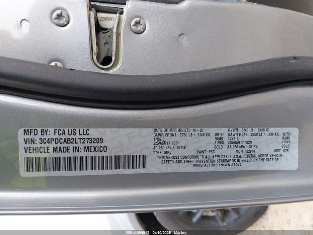 3C4PDCAB2LT273209 Dodge Journey Se Value