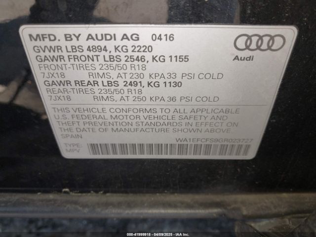 WA1EFCFS9GR023727 Audi Q3 2.0t Premium Plus