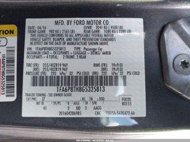 1FA6P8TH8G5325813 Ford Mustang Ecoboost