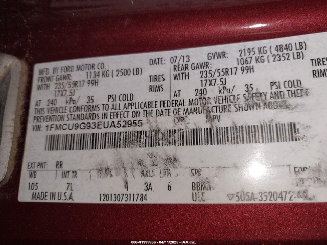 1FMCU9G93EUA52955 Ford ESCAPE SE