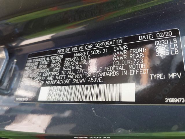 2020 VOLVO XC90 YV4A221L4L1603628 Photo 8
