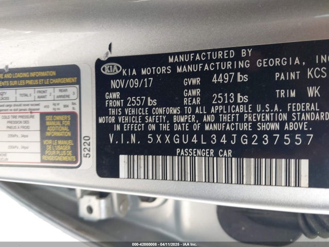 5XXGU4L34JG237557 KIA OPTIMA EX