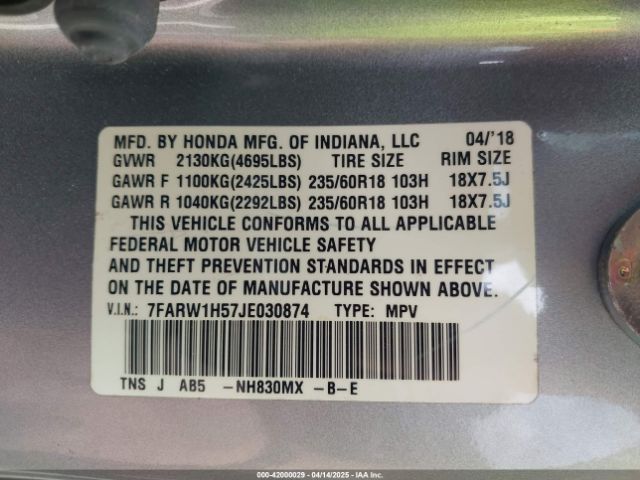 7FARW1H57JE030874 Honda CR-V EX