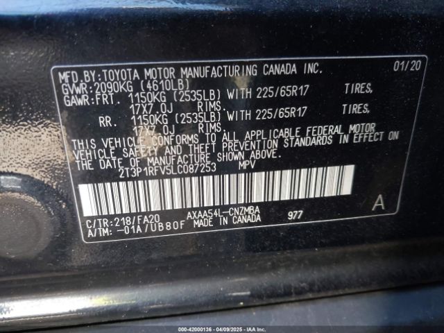 2T3P1RFV5LC087253 Toyota a25a-fks