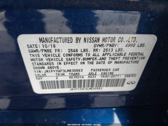 JN1FV7AP3LM630563 Infiniti Q50 Red Sport 400