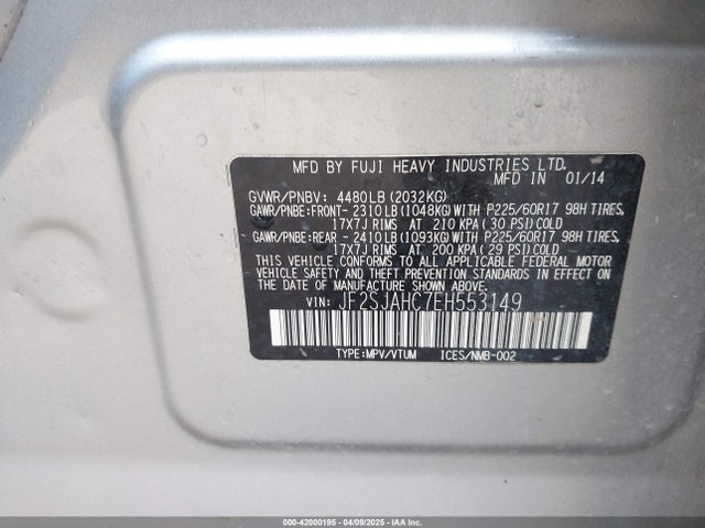 JF2SJAHC7EH553149 Subaru 2.5na u5