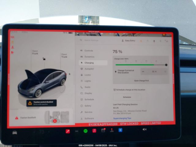 5YJ3E1EA2PF640289 Tesla MODEL 3