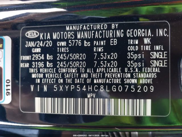 5XYP54HC8LG075209 KIA Telluride Sx