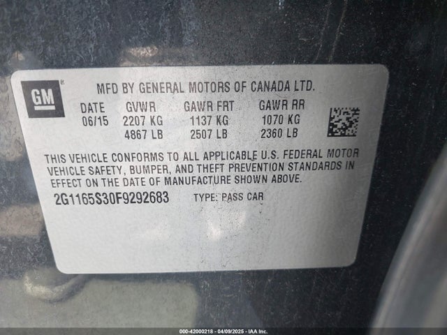 2G1165S30F9292683 Chevrolet IMPALA 2LZ