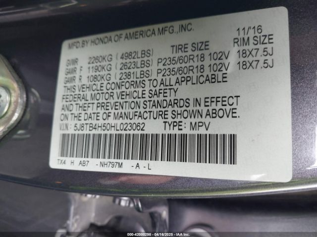 5J8TB4H50HL023062 Acura Rdx Technology   Acurawatch Plus Packages/w/technology Package