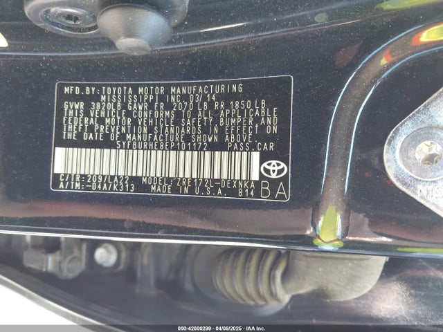 Toyota Corolla Le Premium 2014 5YFBURHE8EP101172 Image 9