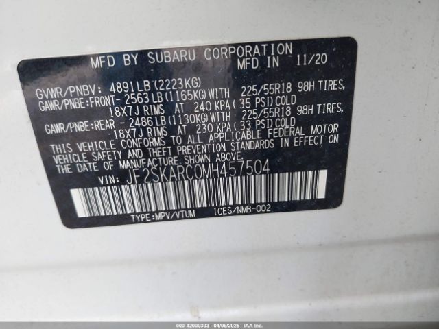 JF2SKARC0MH457504 Subaru Forester Sport