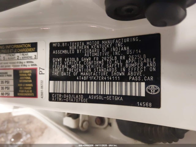 Toyota CAMRY XLE 2014 4T4BF1FK7ER414111 Image 9