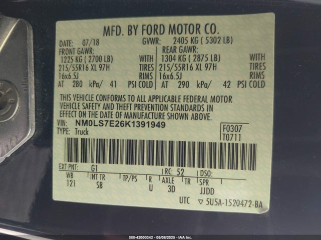 NM0LS7E26K1391949 Ford 2019