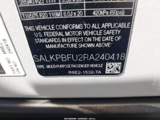 SALKPBFU2RA240418 Land Rover Range Rover P400 Se