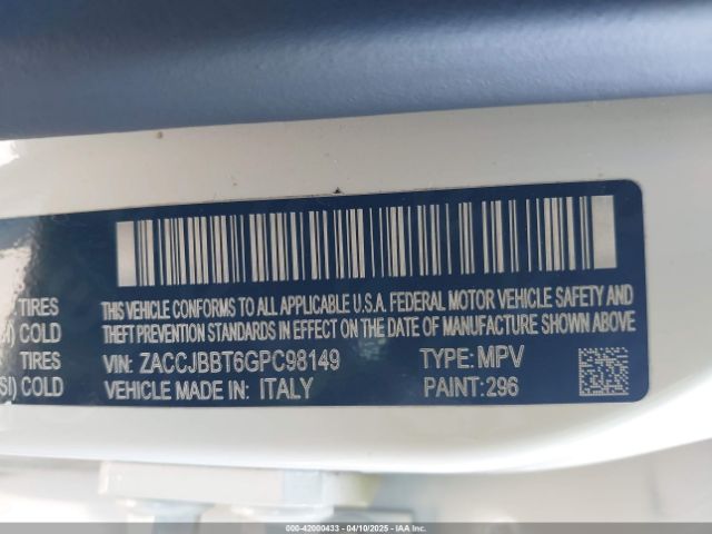 ZACCJBBT6GPC98149 Jeep Renegade 75th Anniversary