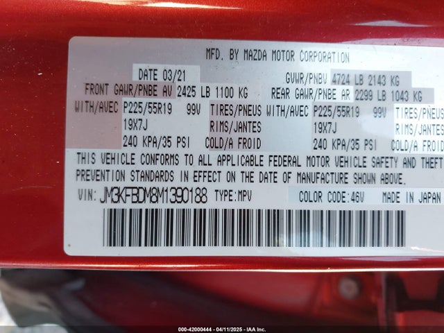 JM3KFBDM8M1390188 Mazda Cx-5 Grand Touring