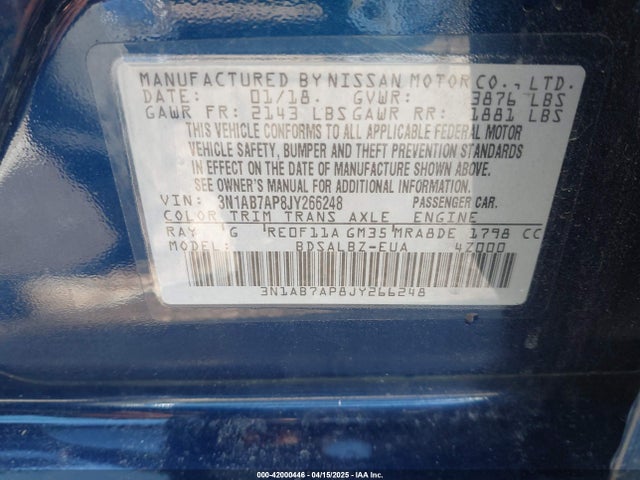 3N1AB7AP8JY266248 Nissan 2018