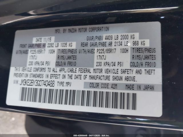 JM3KE2BY3G0740488 Mazda CX-5 SPORT