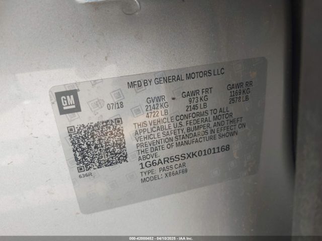 1G6AR5SSXK0101168 Cadillac CTS LUXURY