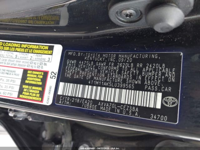 4T1M11AK5LU399565 Toyota CAMRY SE