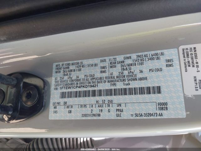 1FTEW1CP4PKD19421 Ford F-150 Xl