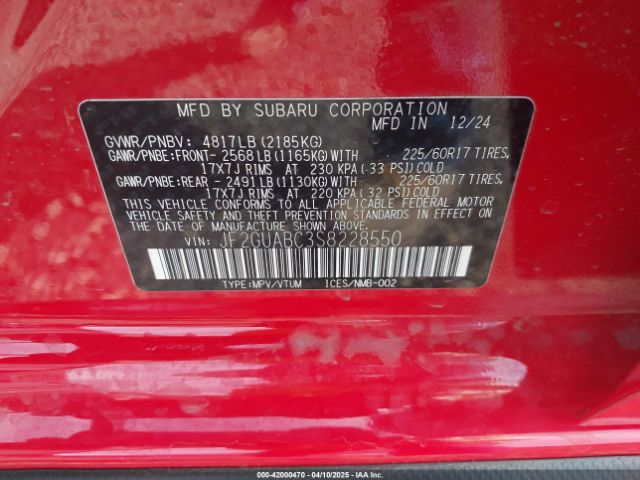 2025 SUBARU CROSSTREK JF2GUABC3S8228550 Photo 8