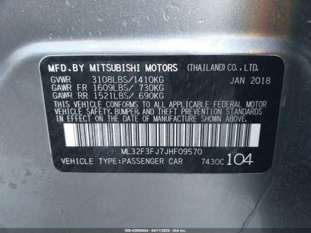 ML32F3FJ7JHF09570 Mitsubishi Mirage G4 Es