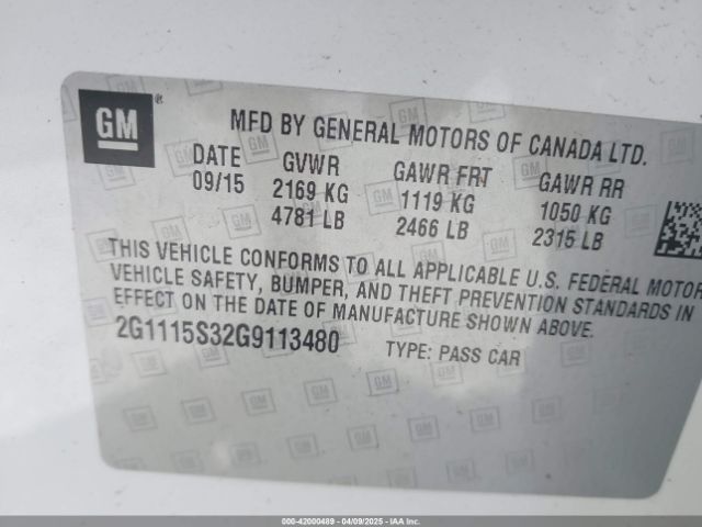 2G1115S32G9113480 Chevrolet Impala 2lt