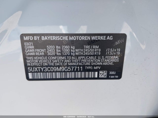 5UXTY3C09M9G57711 BMW X3